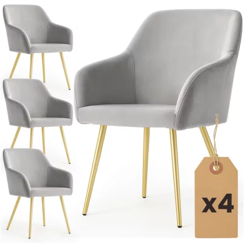 AKORD Furniture Factory ESTELLE Étkezőszék Welur Szürke Arany Lábakkal