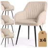AKORD Florence Tapicerowane Krzesło Welurowe Beżowe Czarne Nogi 4 db