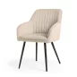   AKORD Florence Tapicerowane Krzesło Welurowe Beżowe Czarne Nogi 4 db