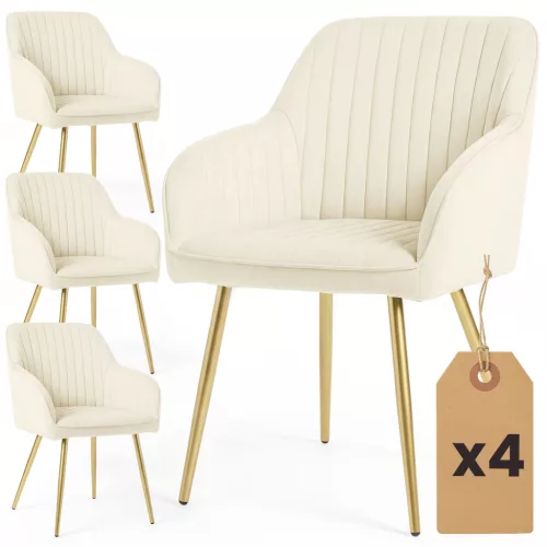 AKORD Florence Étkező Szék Welúr Krém Arany Lábakkal 4 db-os Szett