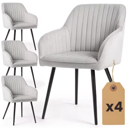 AKORD Florence tapicerowane szék bársony szürke fekete lábakkal 4 db-os szett