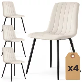   AKORD LIVO Étkezőszék Welur Bézs Fekete Lábakkal 4 db-os Szett