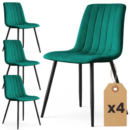 AKORD LIVO Étkezőszék Welur Butelkowa Zöld Fekete Lábakkal 4 db