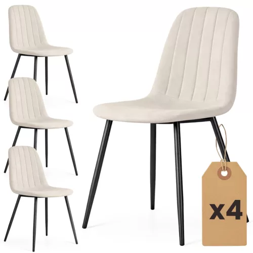 AKORD LUMO Kárpitozott Szék Welur Bézs Fekete Lábakkal 4 db-os Szett