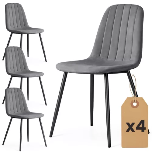 AKORD LUMO Kárpitozott Étkezőszék Welur Sötét Grafitszürke Fekete Lábakkal 4 db