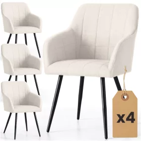   AKORD Furniture Factory LUXANO kárpitozott szék Lumos szövet krém fekete lábak négyzetes steppelés 4 db