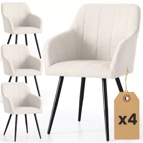 AKORD Furniture Factory LUXANO kárpitozott szék Lumos szövet krém fekete lábak négyzetes steppelés 4 db