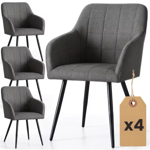 AKORD LUXANO Kárpitozott Szék Sötét Grafitszürke Lumos Szövet Fekete Lábakkal