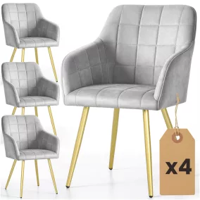   AKORD Furniture Factory LUXANO kárpitozott szék welúr szürke arany lábakkal