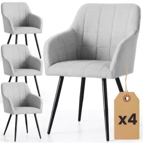   AKORD LUXANO kárpitozott szék Lumos szövet világosszürke fekete lábakkal négyzetes steppelés 4 db-os szett