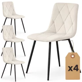   AKORD MILO kárpitozott szék welur bézs rombusz steppelt mintával fekete lábakkal 4 db-os szett