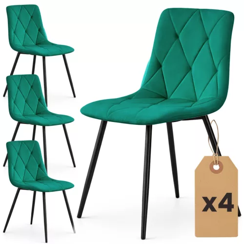 AKORD MILO Tapicerowane Pikowane Szék Welur Palackzöld Fekete Lábakkal