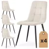 AKORD NERO étkezőszék welúr bézs pikírozott fekete lábakkal 4 db-os szett