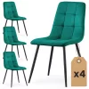 AKORD NERO Étkezőszék Welúr Palackzöld Fekete Lábakkal 4 db-os Szett