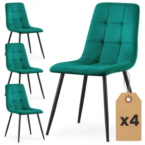   AKORD NERO Étkezőszék Welúr Palackzöld Fekete Lábakkal 4 db-os Szett