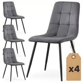   AKORD NERO Étkezőszék Welúr Sötétszürke Fekete Lábakkal 4 db-os Szett