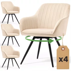   AKORD TURNO forgószék welur bézs függőleges varrással fekete lábakkal 4 db-os szett