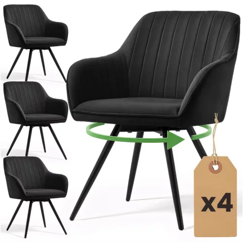 AKORD TURNO Forgó Szék Welúr Fekete 360° Forgatható