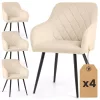 AKORD VELTO tapicerowane krzesło welur bézs rombusz pikowanie fekete lábak 4 db-os szett
