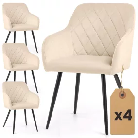 AKORD VELTO tapicerowane krzesło welur bézs rombusz pikowanie fekete lábak 4 db-os szett