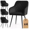 AKORD VELTO Kárpitozott Szék Welur Fekete Rombusz Steppelt Mintával Fekete Lábakkal 4 db-os Szett