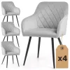 AKORD VELTO Tapicerowane Krzesło Welur Szary Czarne Nogi 4 db