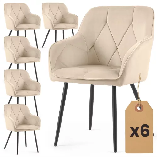 AKORD Furniture Factory DIAMANTE kárpitozott szék welur bézs fekete lábak 6 db-os szett