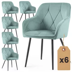   AKORD DIAMANTE kárpitozott szék welur türkiz fekete lábakkal 6 db-os szett