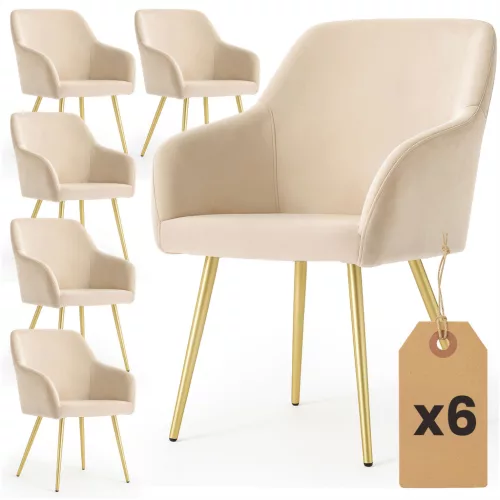 AKORD Estelle tapicerowane szék welur bézs arany lábakkal 6 db-os szett