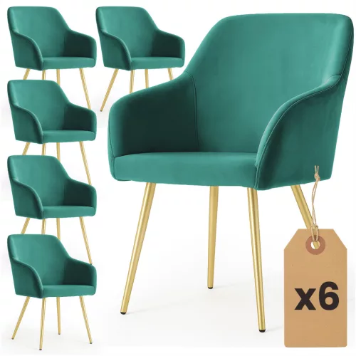 AKORD Furniture Factory ESTELLE kárpitozott szék welur butelkazöld arany lábakkal