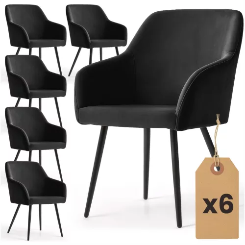 AKORD Furniture Factory ESTELLE Étkezőszék Welúr Fekete Fekete Lábakkal 6 db-os Szett