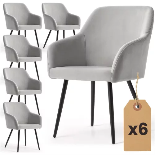 AKORD Furniture Factory ESTELLE kárpitozott szék welur szürke fekete lábakkal 6 db-os szett