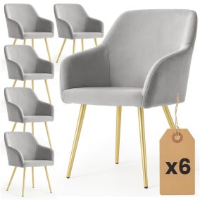   AKORD Furniture Factory ESTELLE étkezőszék welúr szürke arany lábakkal 6 db-os szett