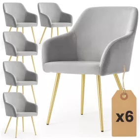   AKORD Furniture Factory ESTELLE étkezőszék welúr szürke arany lábakkal 6 db-os szett