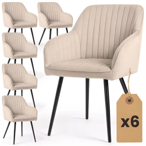 AKORD Florence Tapicerowane Étkezőszék Welur Bézs Fekete Lábakkal 6 db