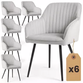   AKORD Florence Kárpitozott Étkezőszék Welúr Szürke Fekete Lábakkal 6 db