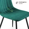 AKORD LIVO Tapicerowane Krzesło Welurowe Butelkowa Zieleń Pikowane Czarne Nogi 6 db