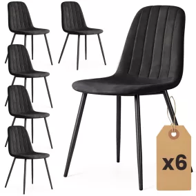   AKORD LUMO kárpitozott szék welur fekete függőleges steppelt hátlap fekete lábak 6 db-os szett
