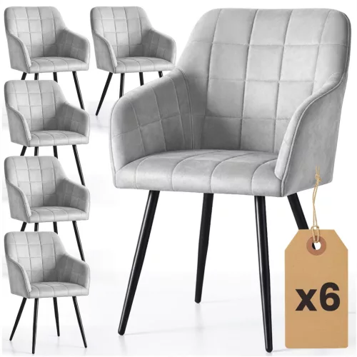 AKORD LUXANO kárpitozott szék welúr szürke fekete lábakkal 6 db-os szett