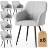 AKORD Furniture Factory LUXANO kárpitozott szék Lumos szövet világosszürke fekete lábakkal négyzetes varrással