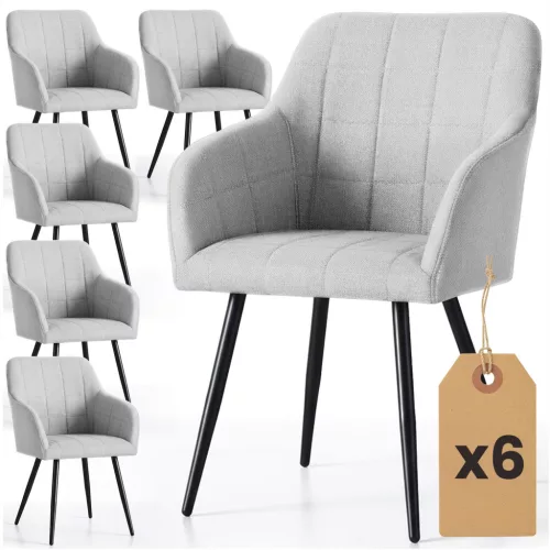 AKORD Furniture Factory LUXANO kárpitozott szék Lumos szövet világosszürke fekete lábakkal négyzetes varrással