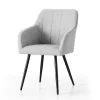 AKORD Furniture Factory LUXANO kárpitozott szék Lumos szövet világosszürke fekete lábakkal négyzetes varrással