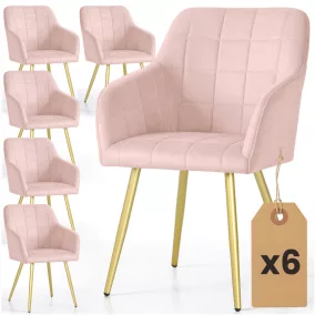   AKORD Furniture Factory LUXANO kárpitozott szék welur púderrózsaszín arany lábakkal