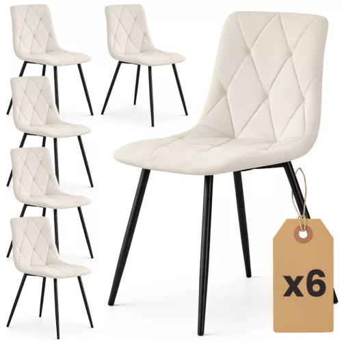 AKORD MILO pikowane étkezőszék welur bézs fekete lábakkal 6 db-os szett