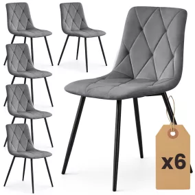   AKORD MILO kárpitozott szék welur sötét grafit rombusz steppelt fekete lábakkal 6 db