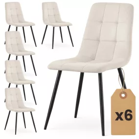   AKORD NERO Étkezőszék Welúr Bézs Fekete Lábakkal 6 db-os Szett