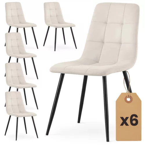 AKORD NERO Étkezőszék Welúr Bézs Fekete Lábakkal 6 db-os Szett