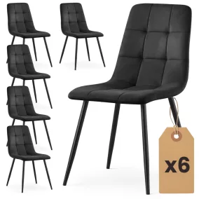   AKORD NERO Étkezőszék Welúr Fekete Pikírozott 6 db-os Szett