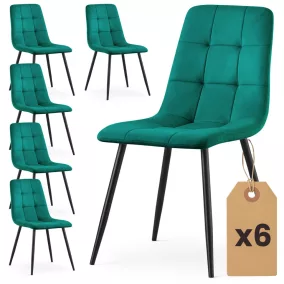 AKORD NERO Tapicerowane Pikowane Krzesło Welur Butelkowa Zeleń Czarne Nogi 6 db