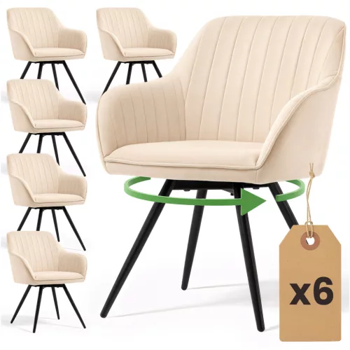 AKORD TURNO Forgószék Welúr Bézs Fekete Lábak 6 db-os Szett